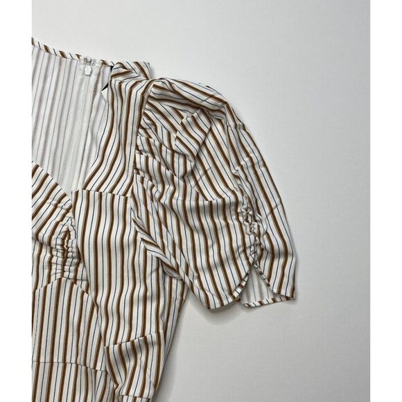 Danielle Bernstein Brown Black Stripe Midi Slit Dress Sweetheart sz 18W NEW - Picture 4 of 8